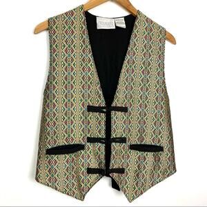 Vintage | Gold Woven Geometric Pattern Vest Cotton